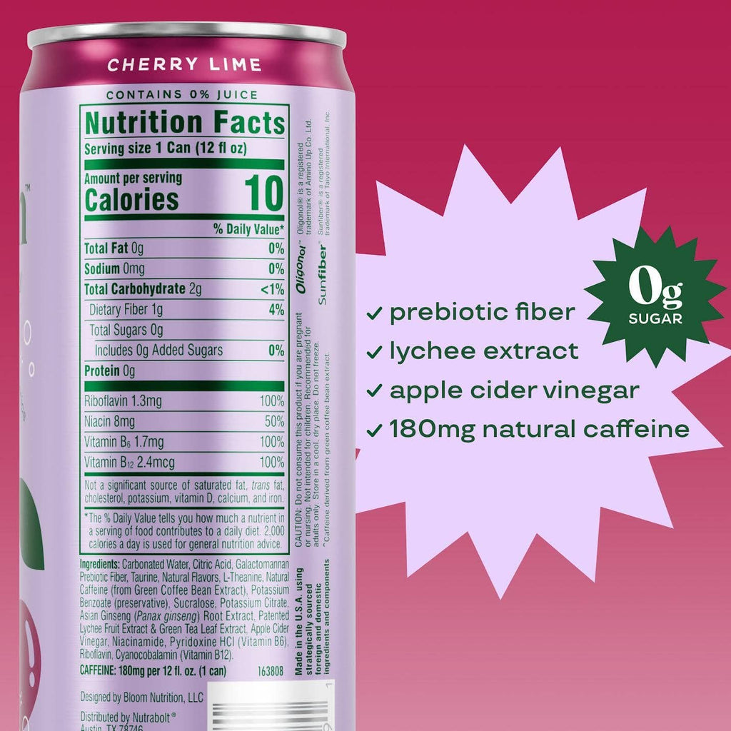 Bloom Sparkling Energy Drink, 12oz