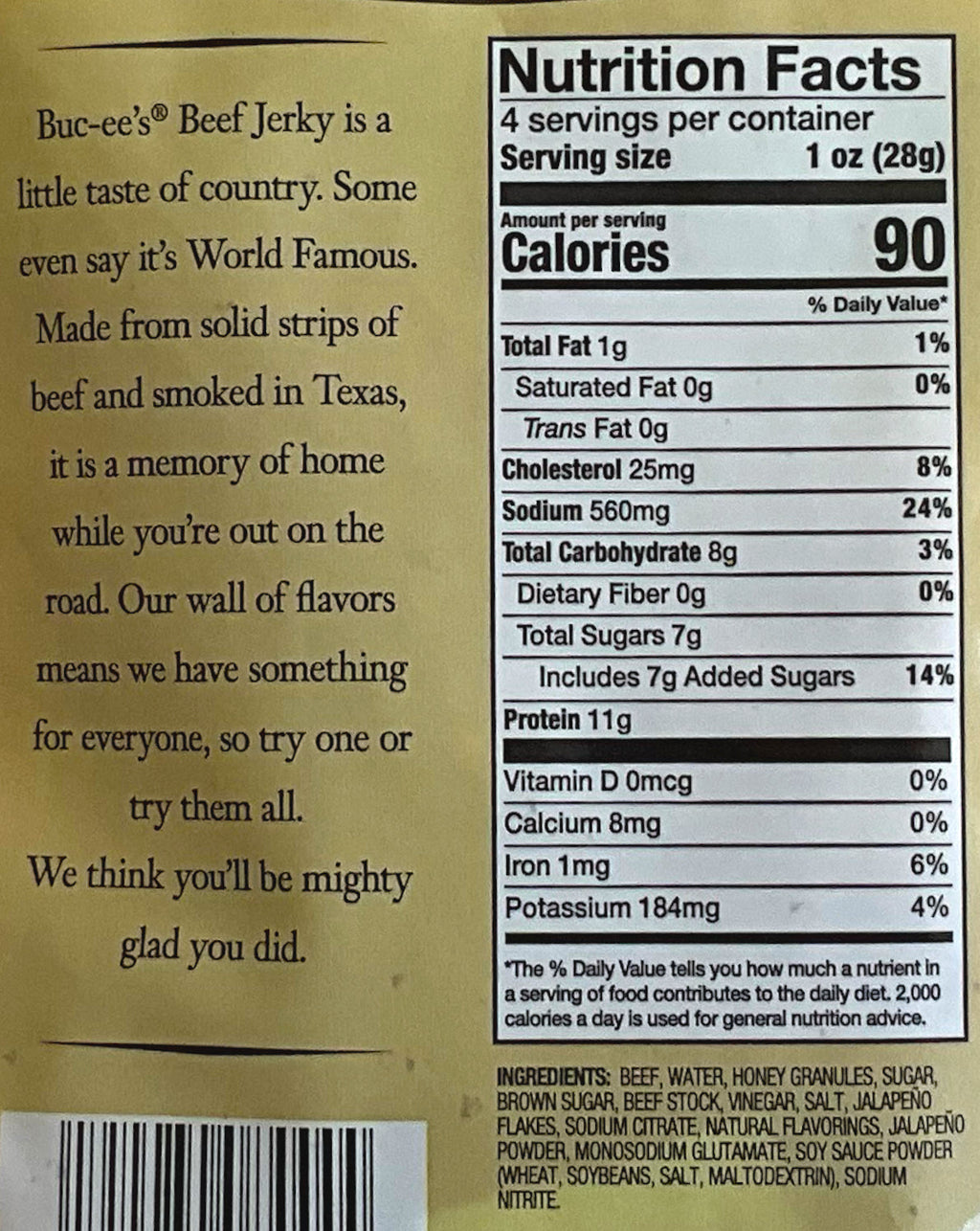 Buc-ee's Jalapeño Honey Beef Jerky