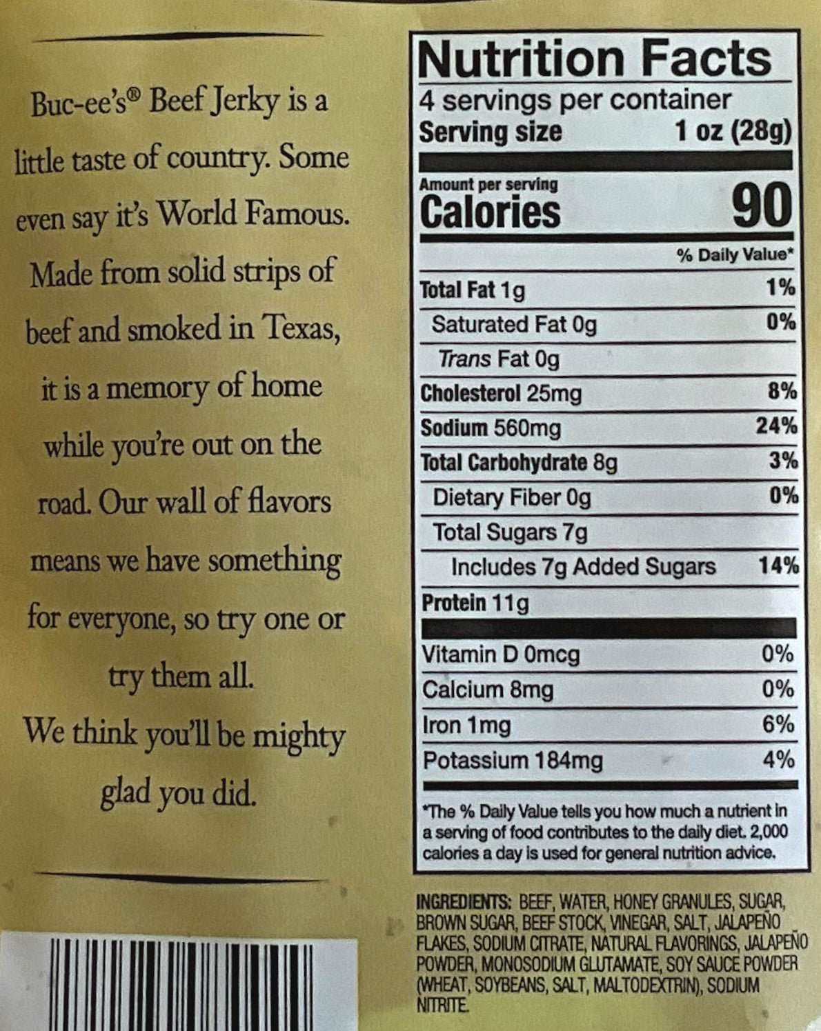 Buc-ee's Jalapeño Honey Beef Jerky